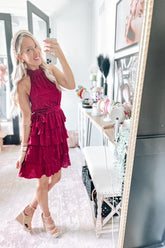 Red Rose Ruffled Dress -clearance